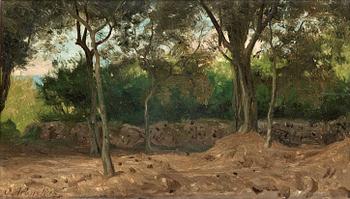 17. Olof Arborelius, Forest glade with wall, scene from the italian coast.