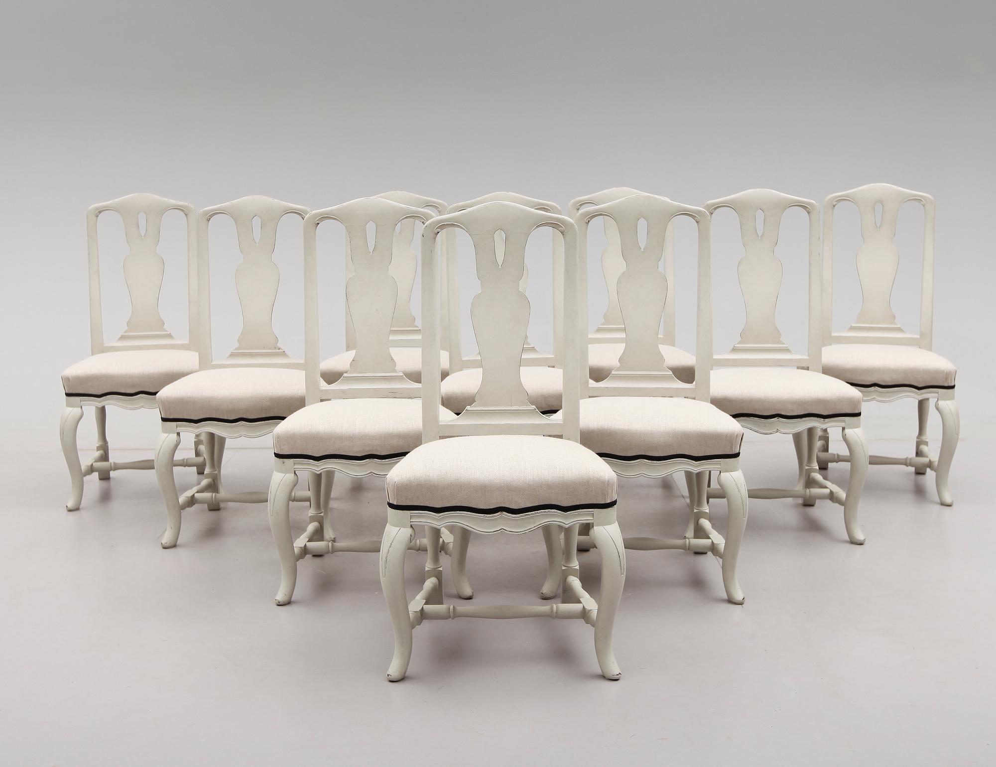 BORD och STOLAR 10 st, Åmells, 1900-talets andra hälft.