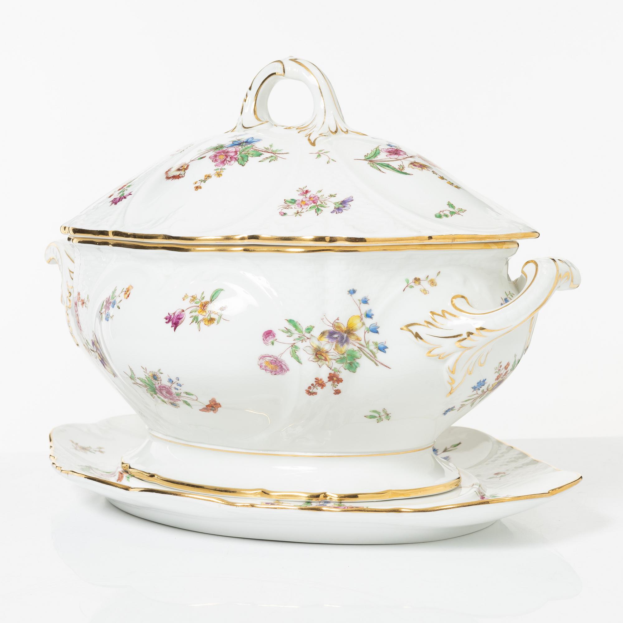 Servisdelar, 55st, porslin, Rörstrand, sent 1800-/tidigt 1900-tal.