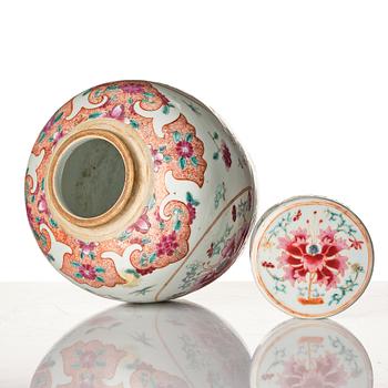 A famille rose jar with cover, Qing dynasty, Qianlong (1736-95).