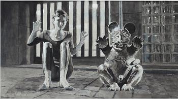 Per-Ivar Lindekrantz, watercolour and pencil, signed.