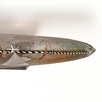 Bertil Vallien, skulptur, båt, sandgjutet glas, Kosta Boda 1992.