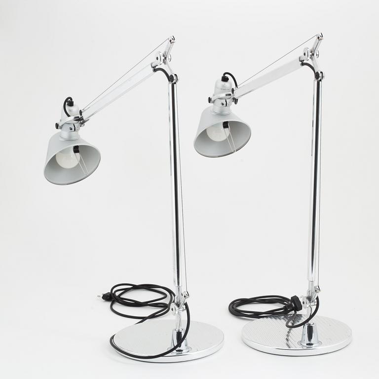 Michele De Lucchi & Giancarlo Fassina, a pair of 'Tolomeo' table lights, Artemide, Italy.