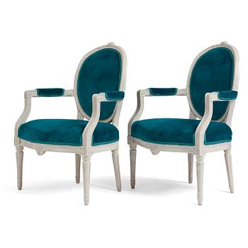 47. A pair of Gustavian armchairs by E Holm.