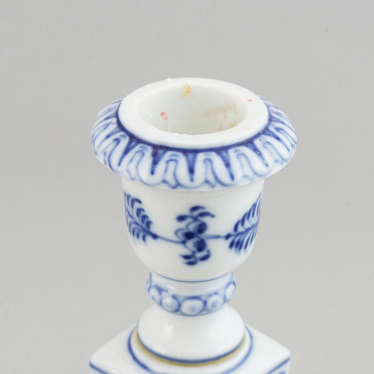 Royal Copenhagen, a pair of porcelaine candlesticks, 'Musselmalet', Denmark.