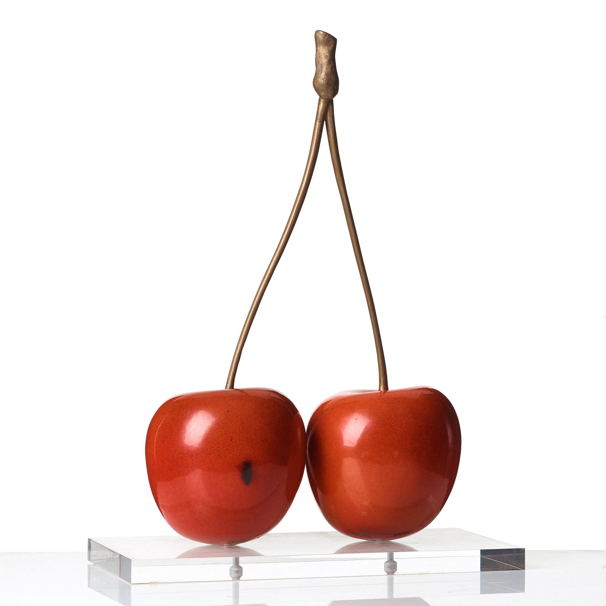 Hans Hedberg, a faience and bronze sculpture of cherries, Biot, France.