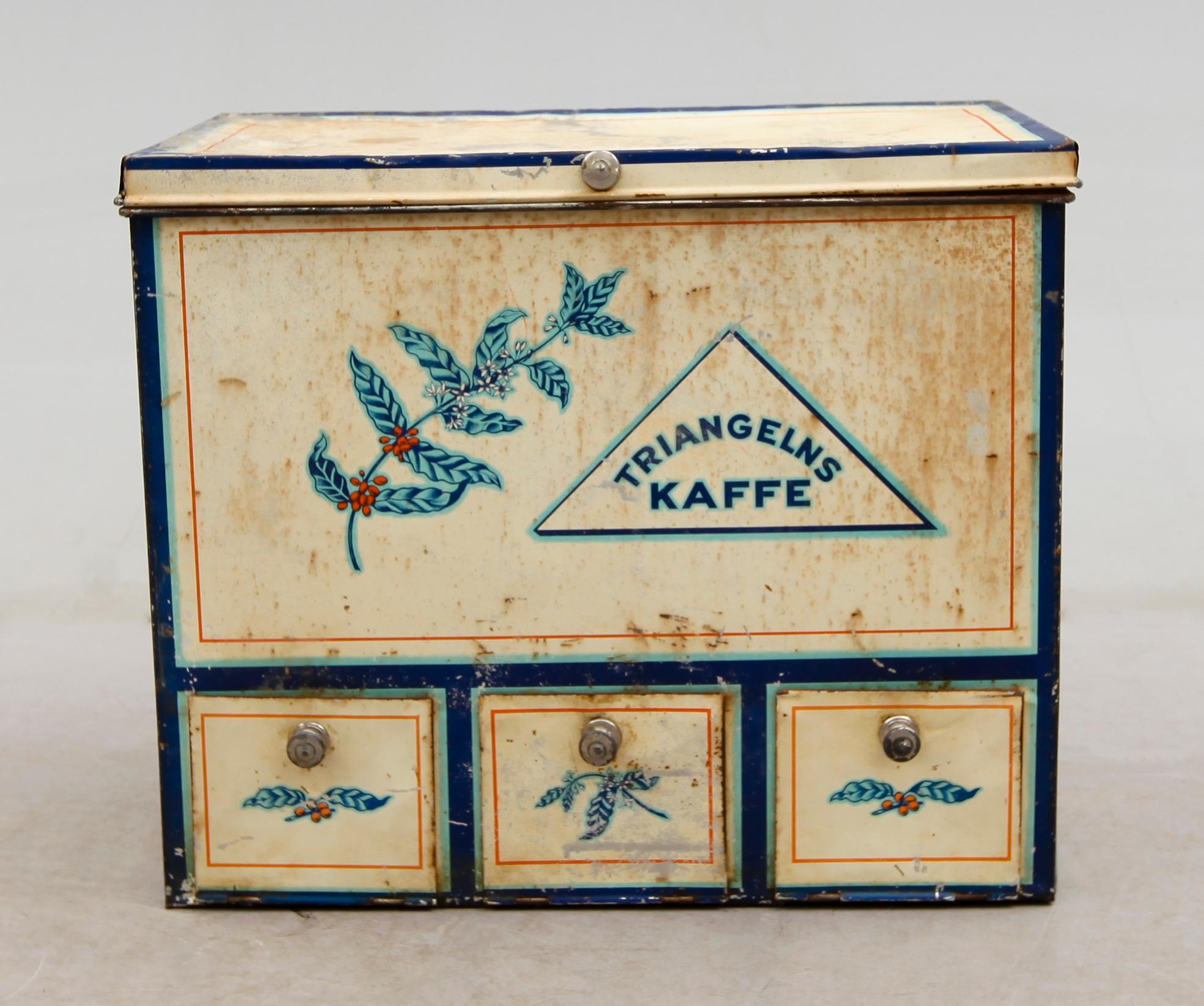 KAFFEBOX, plåt, Triangelns Kaffe, 1900-taltes mitt.