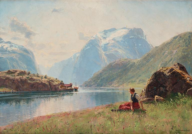 Hans Andreas Dahl, Scene from a Norwegian fjord.