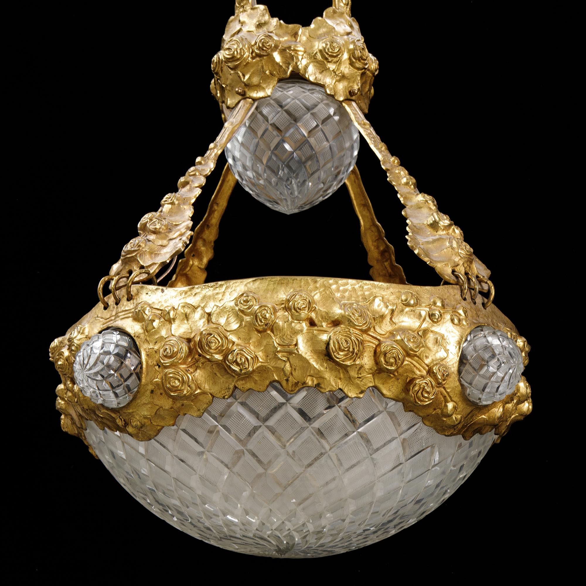 Alice Nordin, an Art Nouveau gilt bronze ceiling light, circa 1900.