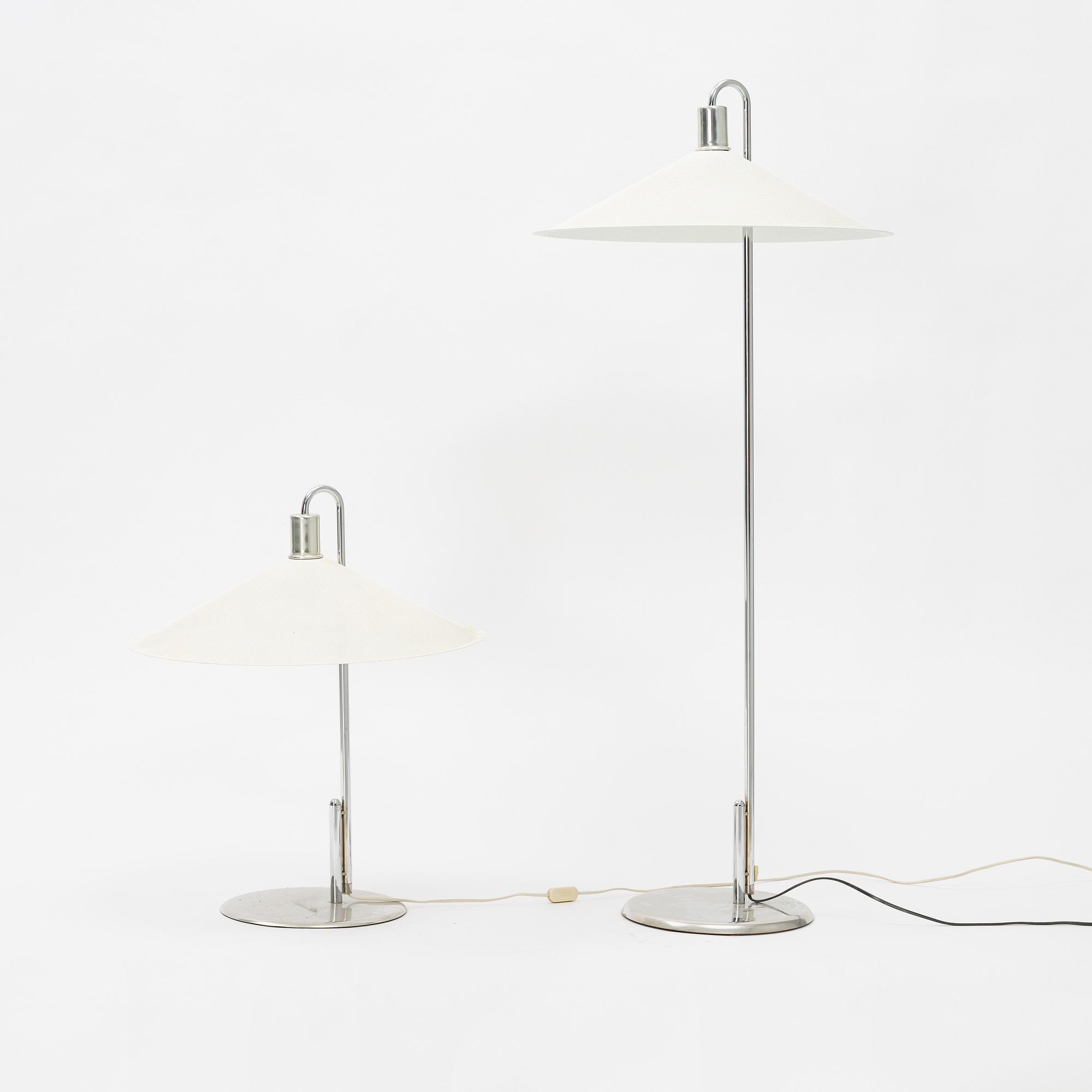 Börge Lindau & Bo Lindercrantz, a 'Zero' table lamp and 'Zero' floor lamp, late 20th century.