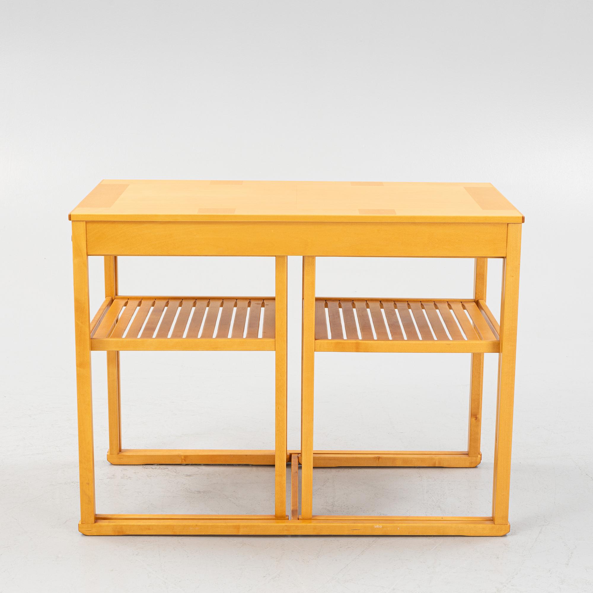 Carl Malmsten, nesting tables, 3 pieces, "Släden", Anniversary model 1988 no. 465.