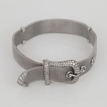 A Tiffany & Co brilliant-cut diamond bracelet in the shape of a belt. Total carat weight circa 3.00 cts.