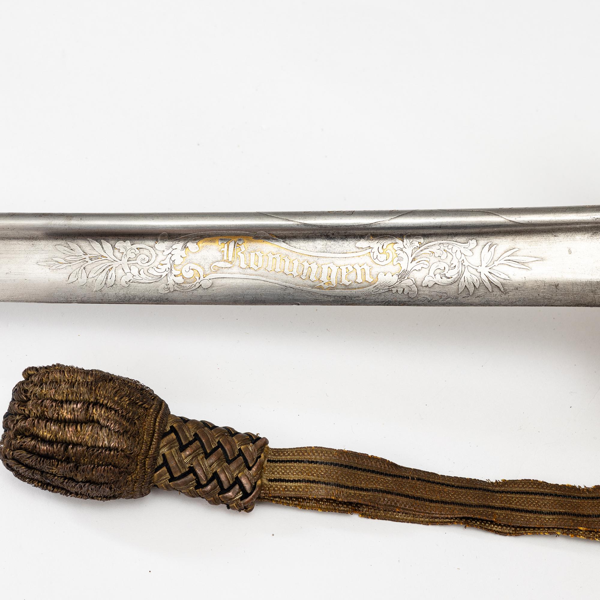 Sabel, svensk, m/1859 för infanteriofficer, med balja.