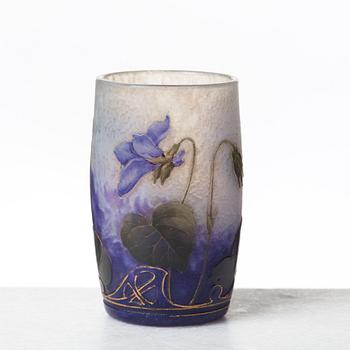 A Daum Art Nouveau enamel painted cameo glass vase, France.