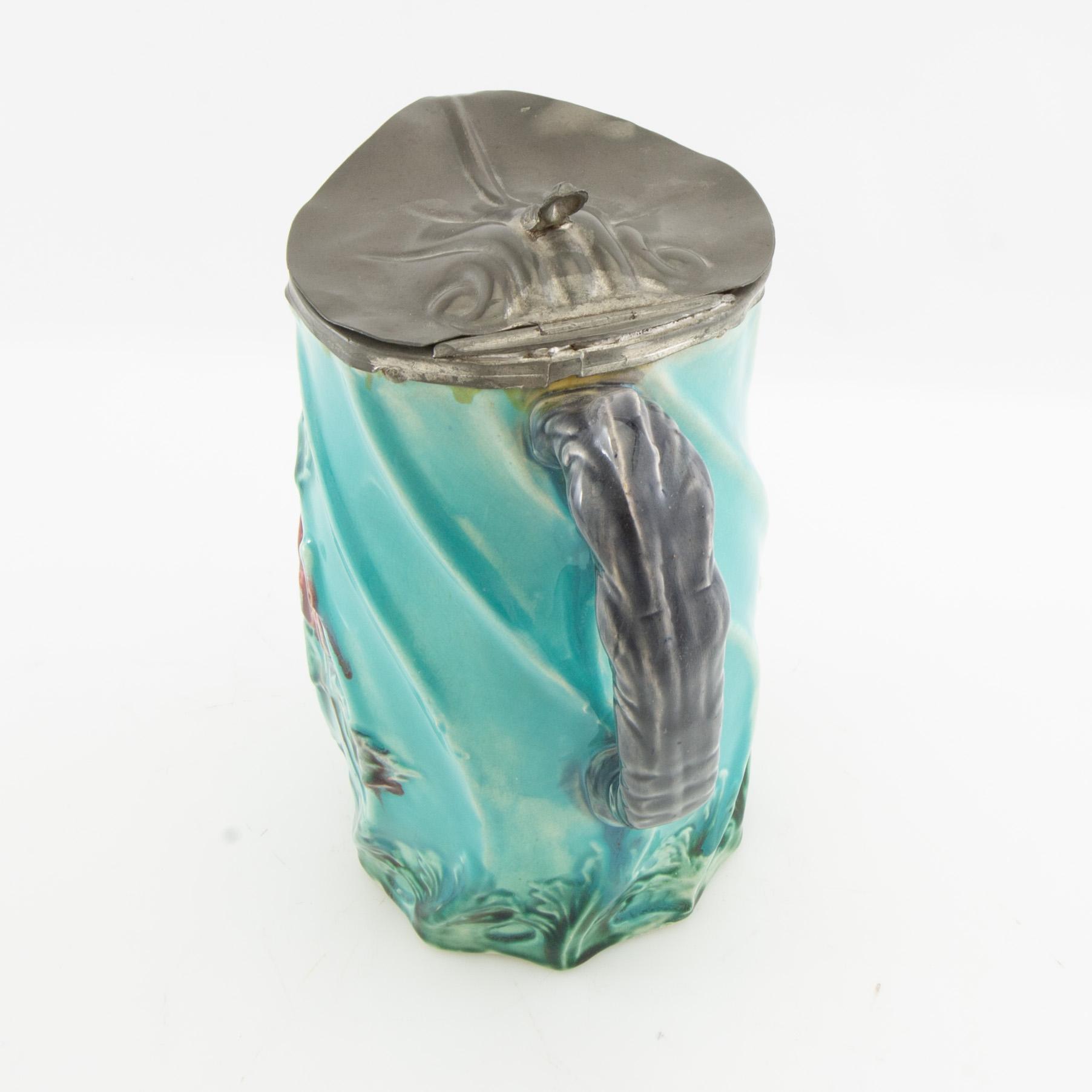 Toddy pot Art Nouveau around 1900 majolica.