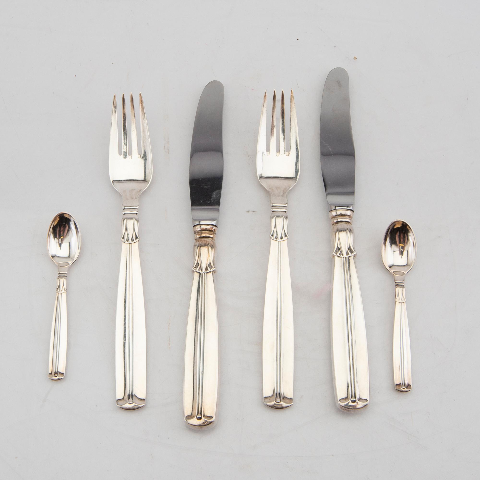 A dansih 20th century set of 18 pcs of silver cutlery  total weight 938 grams.
