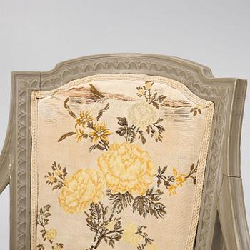 A late Gustavian open-back armchair attributed to Johan Erik Höglander (master in Stockholm 1777-1813).
