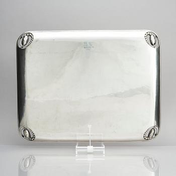 Georg Jensen, a Magnolia/Blossom tray, design nr 2, executed in Copenhagen 1919, 830/1000 silver.