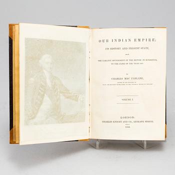 BOOK, 2+1 volumes, about India, among others, Mac Farlane "Indian Empire" part 1+2, 1844.