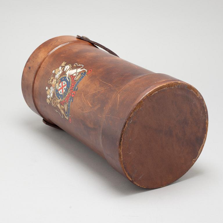A leather umbrella stand, second half of the 20th century.