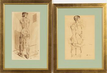 Ragnar Sandberg, ink drawings, 2, one signed,  dated -51.