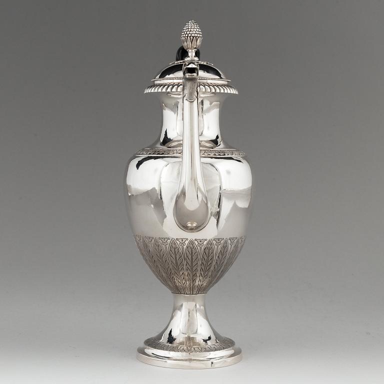 A Swedih 19th century silver coffee-pot, mark of Johan Engelbrekt Malm, Stockholm 1828.