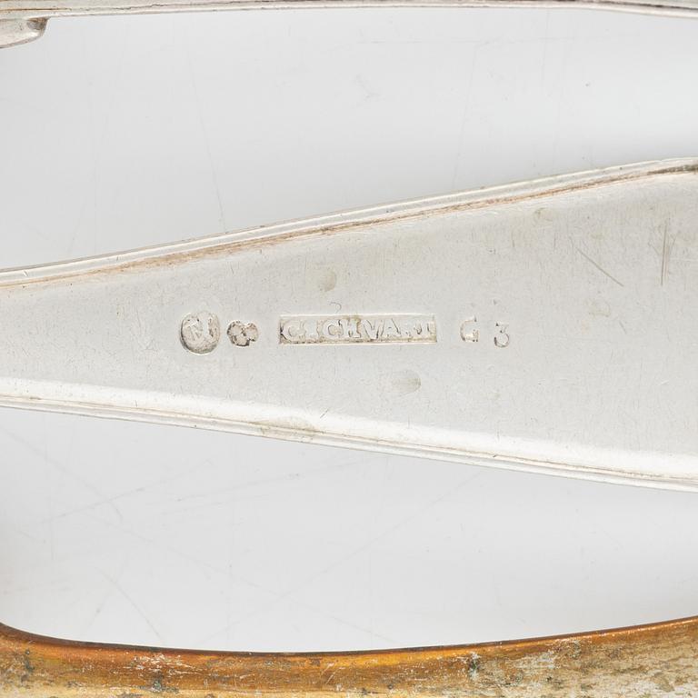 Bestick, 37 delar, silver, 1700/1800-tal.