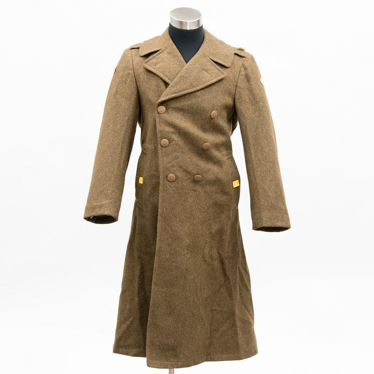 A replica US WWII miltary overcoat.