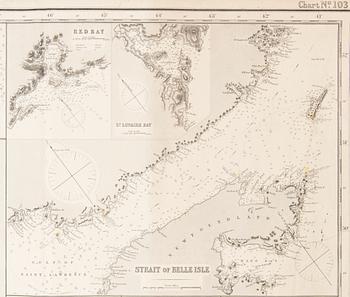 Nautical Chart of the 'Coast of North America between the Strait of Belle Island to Cape Cod', James Imray and Son 1890.