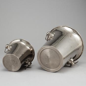 A silver plated wine cooler and ice bucket, one by O H Lagerstedt A-B Eskilstuna, mid 20th century.