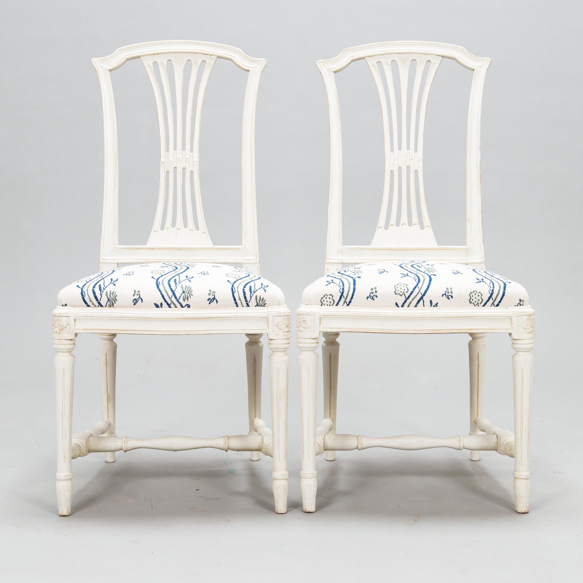 Stolar, 6 st, gustaviansk stil, 1900-talets första hälft.