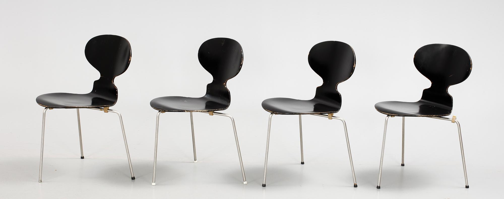 STOLAR, 4 st, "Myran", Arne Jacobsen, Fritz Hansen, 1900-talets mitt.
