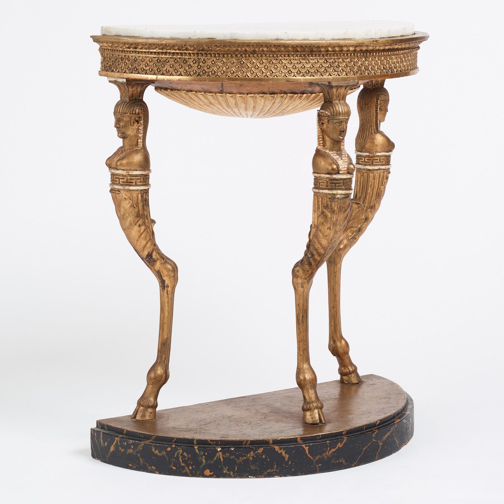 A late Gustavian console table, Stockholm, around 1800.