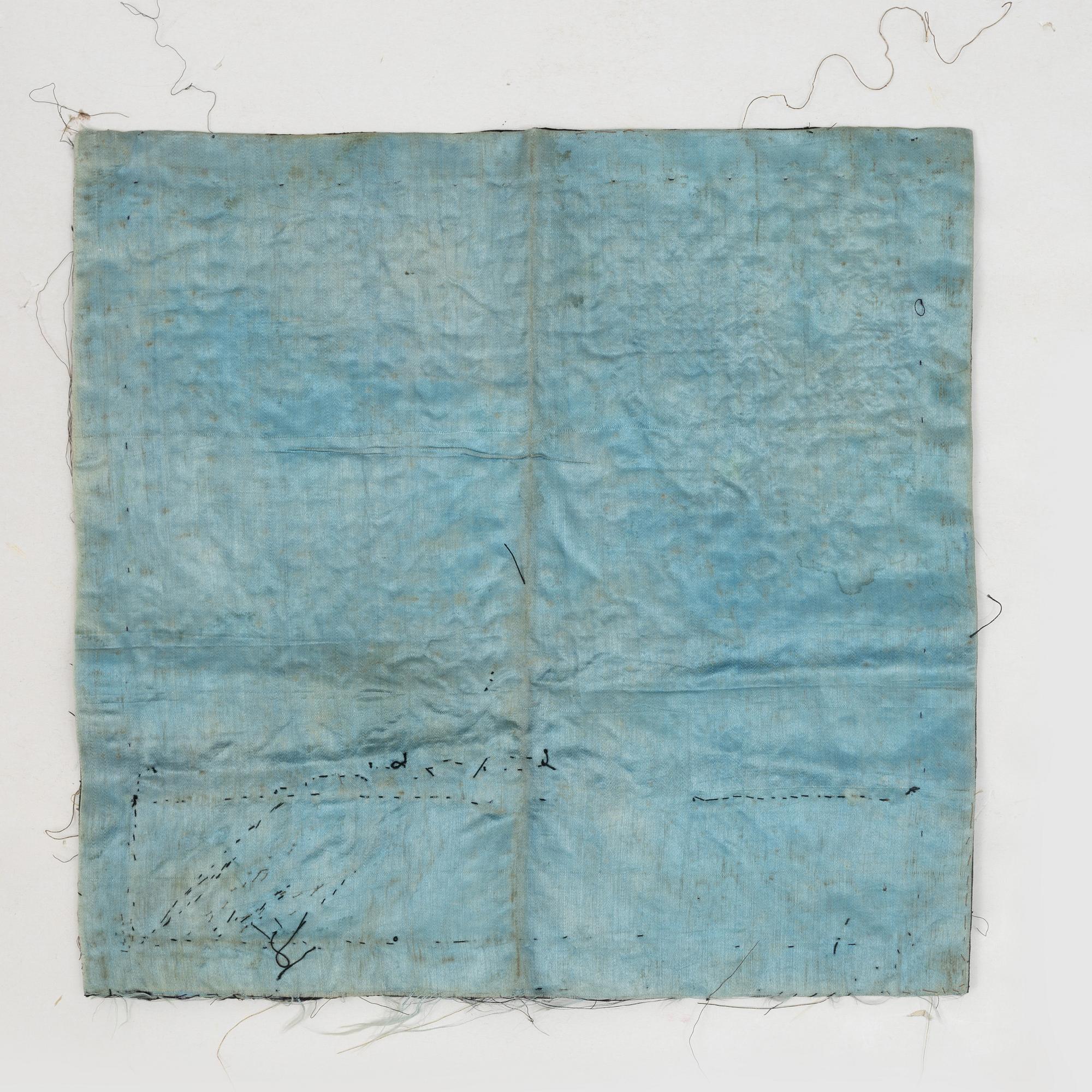 Two rank badges, two embroideries, and a brocade, China, part Qing dynasty.