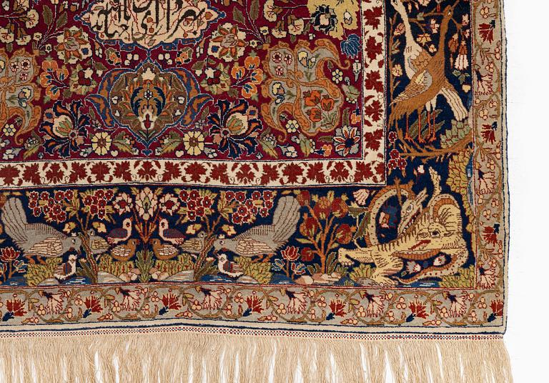 A semi-antique pictoral Tabriz rug, Northwest Persia, c. 200 x 136 cm.