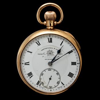 FICKUR, 14k guld, Thomas Russell & Son, Liverpool, tidigt 1900-tal. Vikt 85 g.