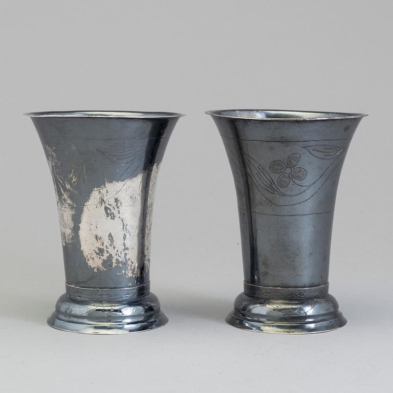 A pair of Swedish 19th century silver beakers, mark of CG Högstedt, Kalmar 1823.
