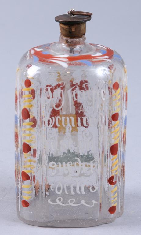 FLASKA, glas, 1700/1800-tal.