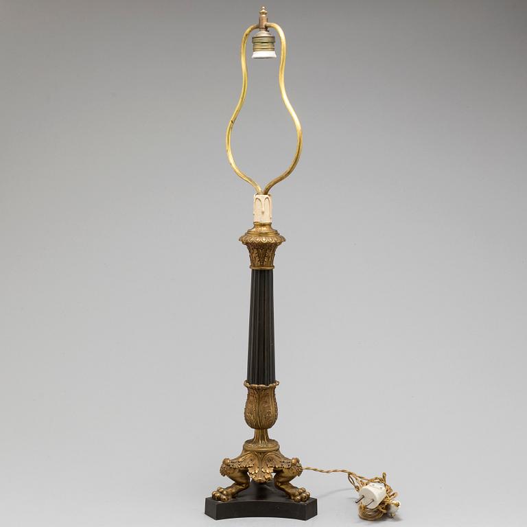 A LATE EMPIRE BRONZE TABLE LAMP, mid 19th century.