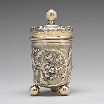 Bägare med lock, oidentifierad mästare, silver, Moskva 1857.