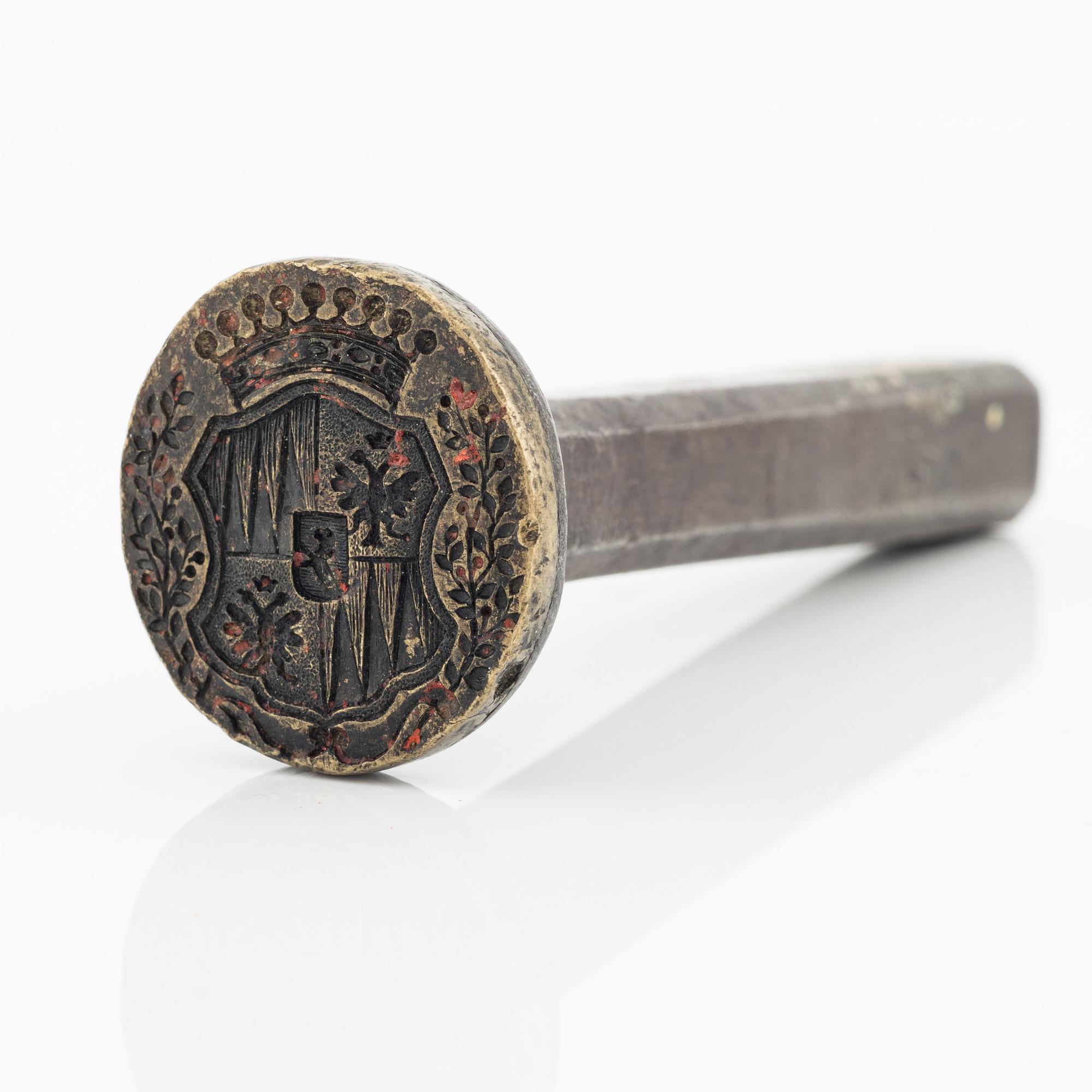 Seal, likely from Germany, for an unidentified baronial family, circa 1700.