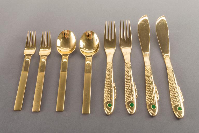 51 PIECES GUNNAR CYRÉN "NOBEL" CUTTLERY, gilt steel, by Yamazaki.