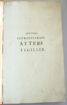 INBUNDEN SAMLING ADLIGA SVENSKA SIGILL, lack, 1800-tal.