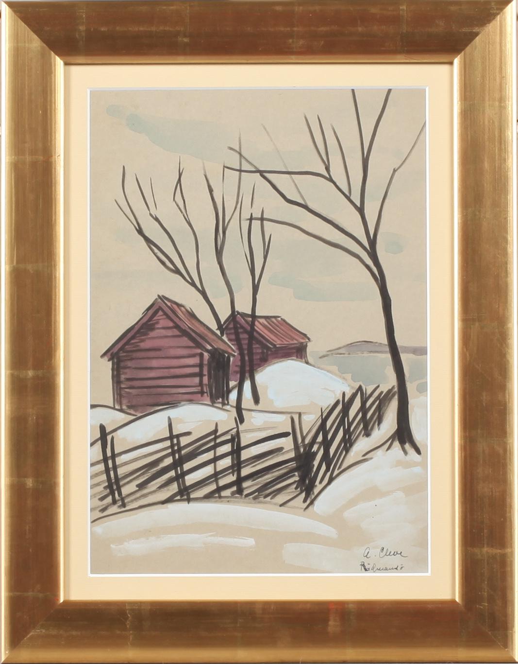 AGNES CLEVE, akvarell, signerad.