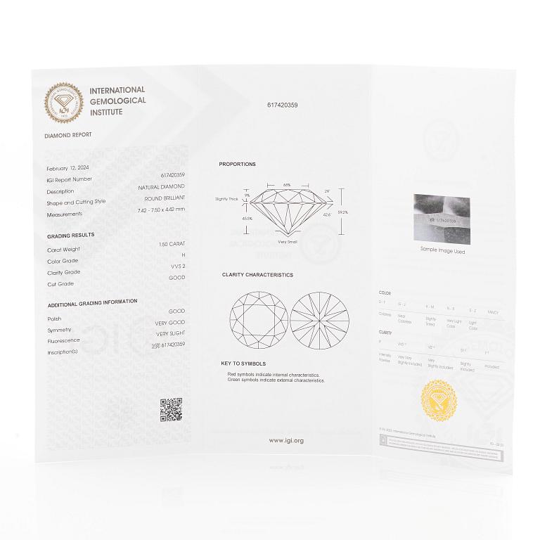 Ring in 18K white gold set with brilliant-cut diamonds. Accompanied by IGI report.