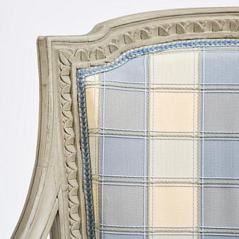 A pair of late Gustavian open armchairs by J. E. Höglander (master in Stockholm 1777-1813).