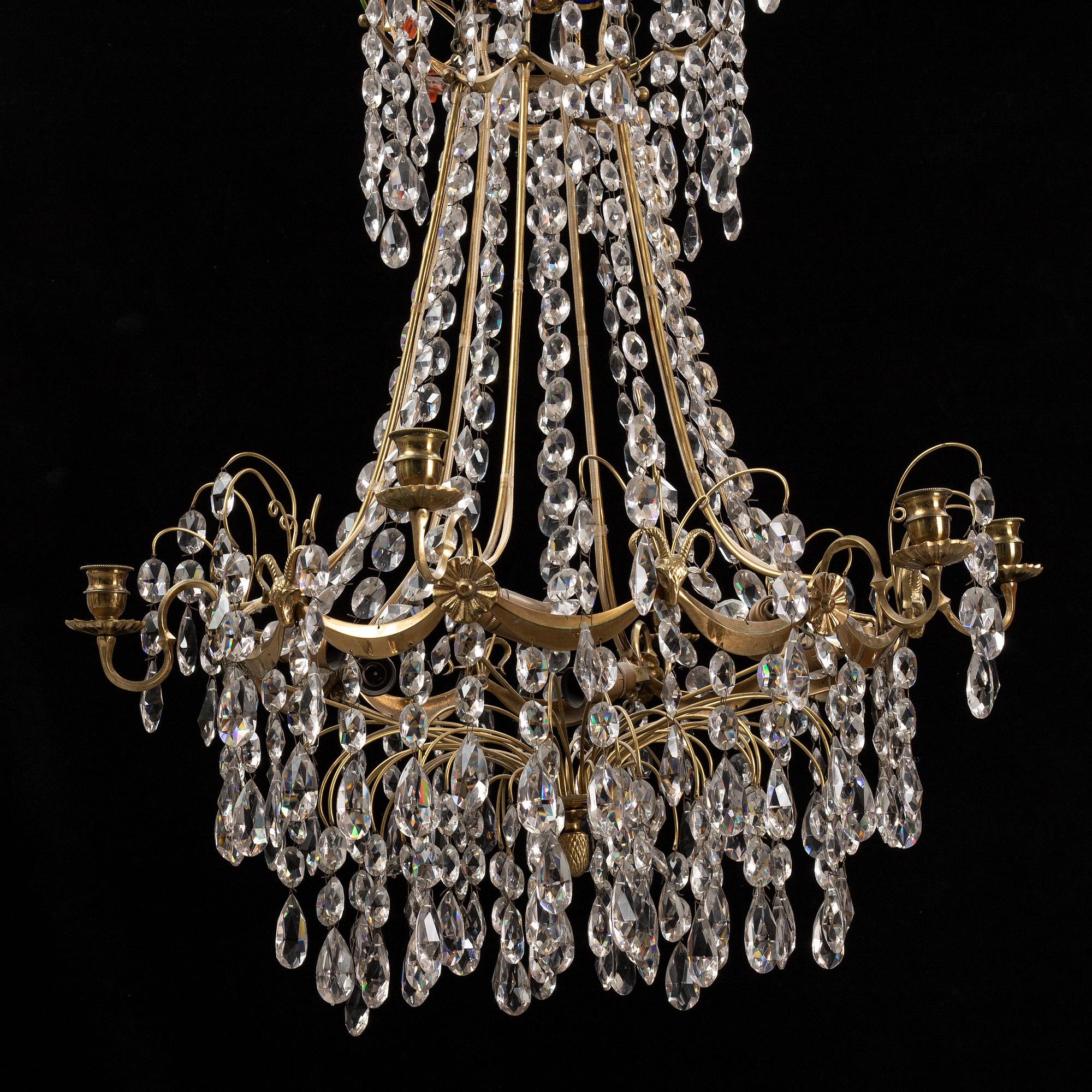 A gustavian style chandelier, second half of the 20th century,