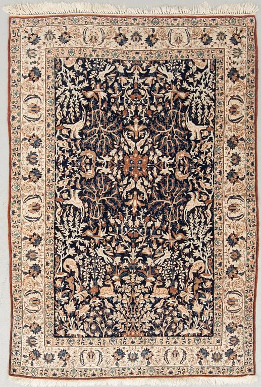 MATTA, old, Nain, figural, part silk, ca 165 x 112 cm.