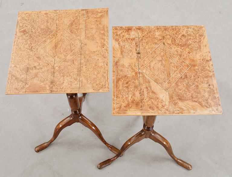 A pair of Swedish circa 1800 alder root tables.