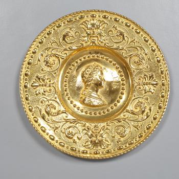 LJUSPLÅTAR, ett par + 1 st, mässingsplåt, omkring år 1900.